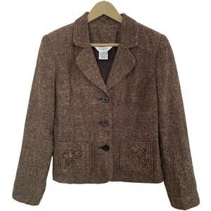 Y2K Brown Tweed Academia Blazer